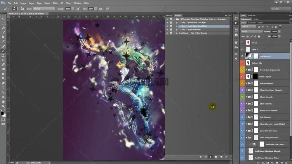 PS动作:从Photoshop照片中创建GIF动画明星图像平面海报(图1)