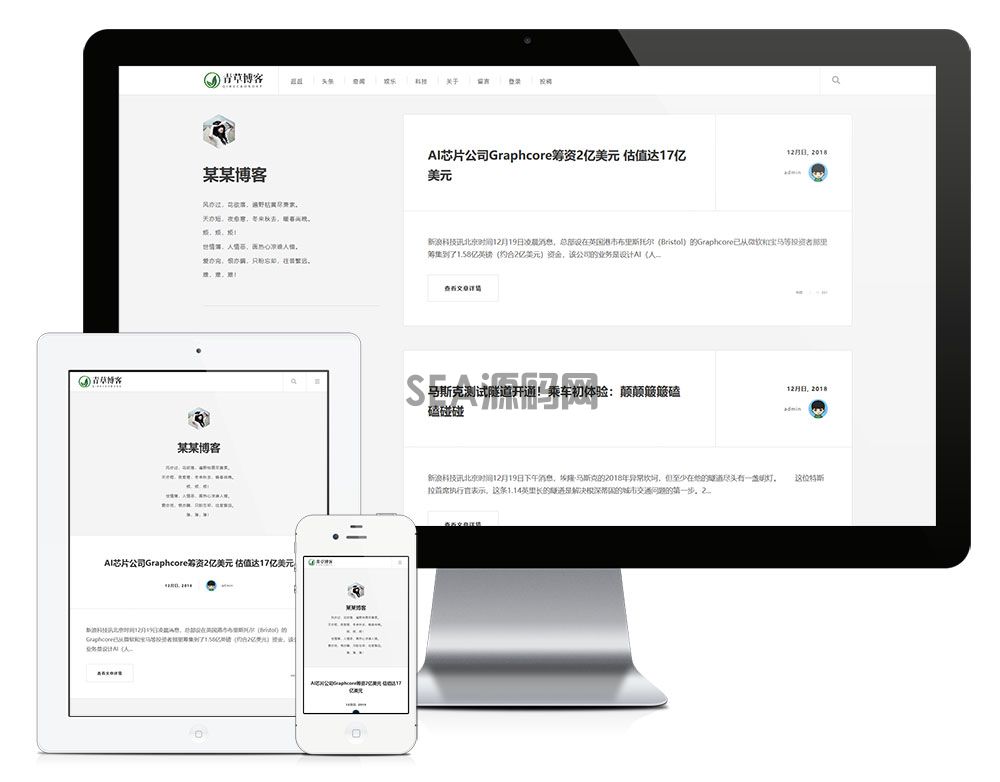 响应式极简个人博客自媒体类网站模板(图1)