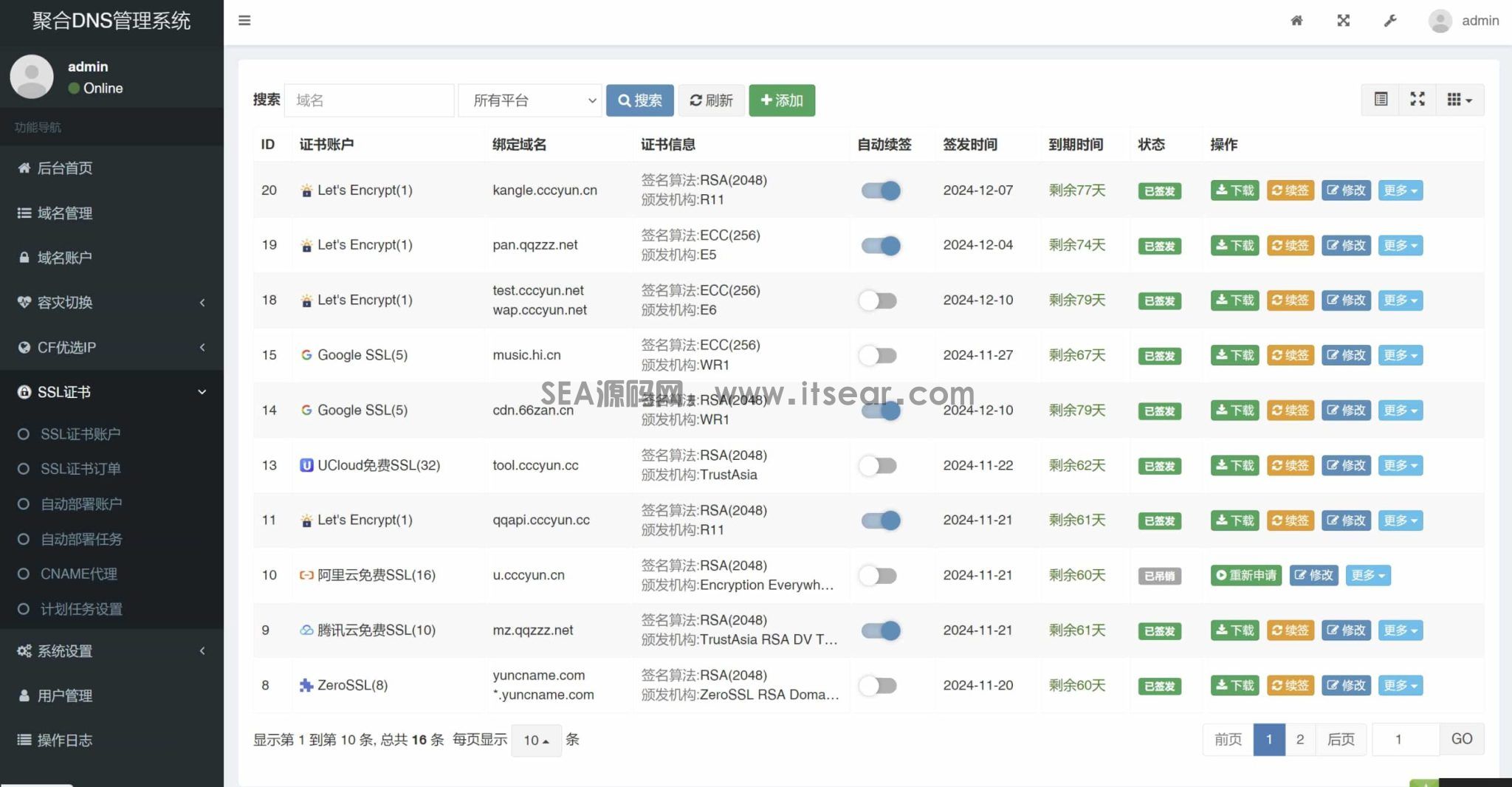 聚合DNS已更新SSL证书自动申请与部署功能(图4)