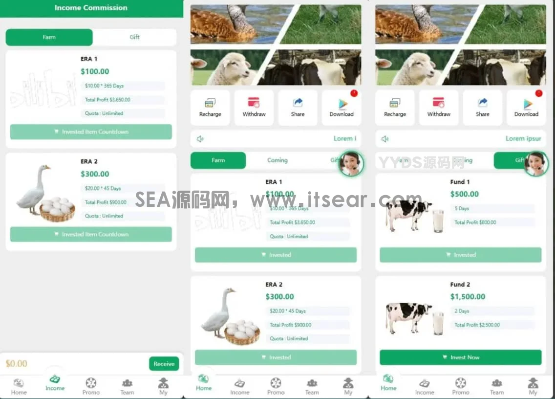 英文海外鸡鸭养殖挖矿奶牛基金矿机投资理财源码(图1)